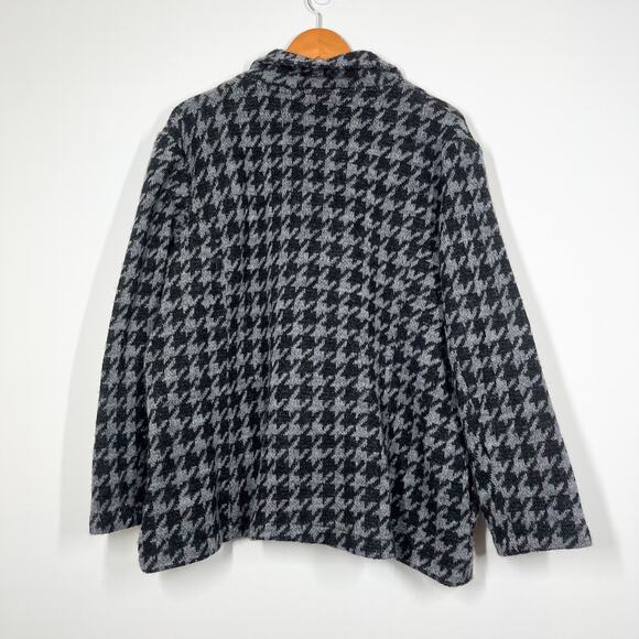 Wool Blend Vilxi International Women’s Cardigan Sz 2X Black Gray Houndstooth - Picture 6 of 8